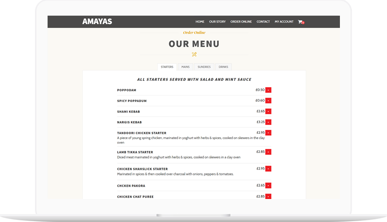 Online Ordering System at Amaya Birmingham